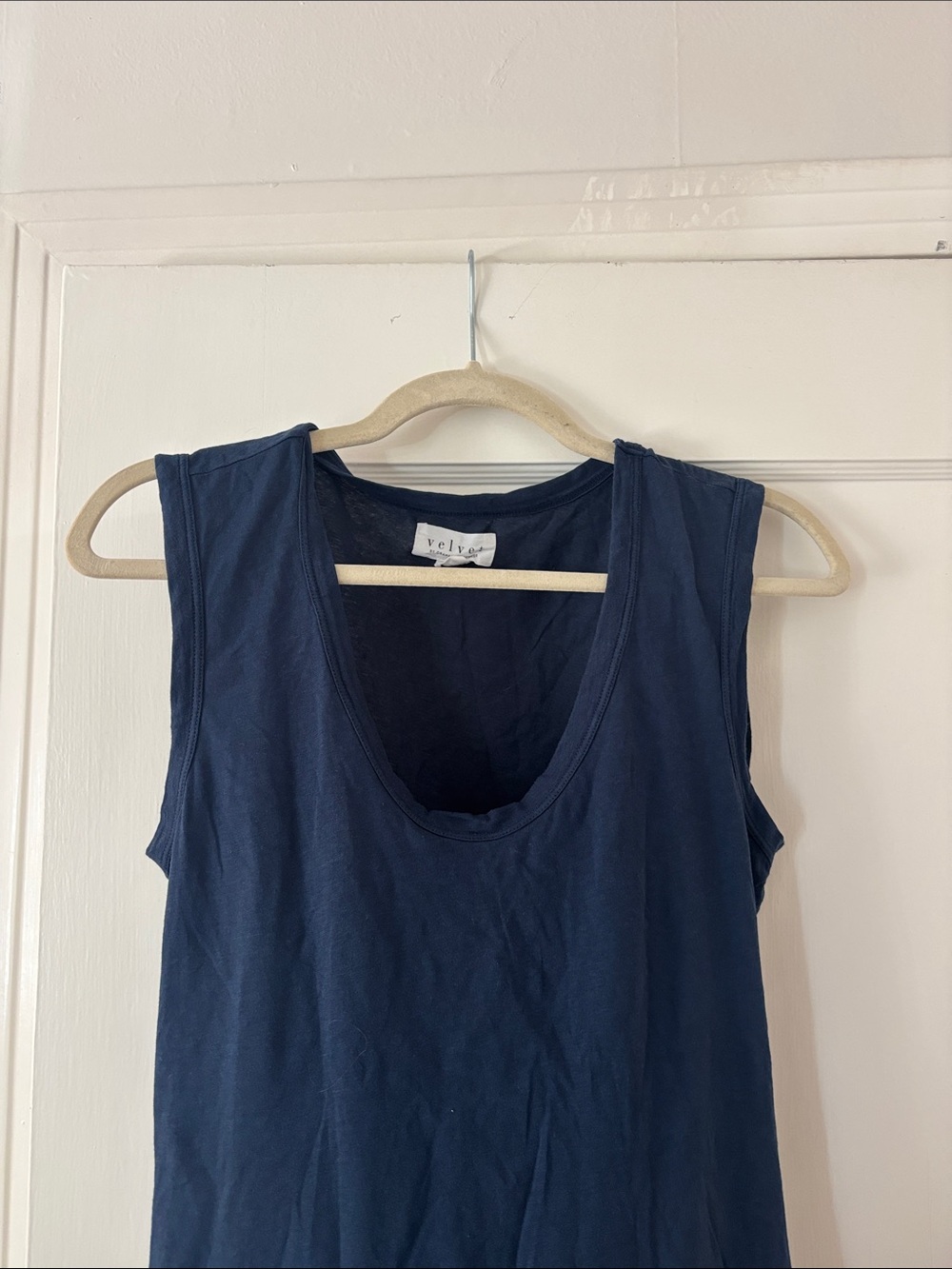 Velvet Navy Scoop Neck Tank Top - Classic Navy